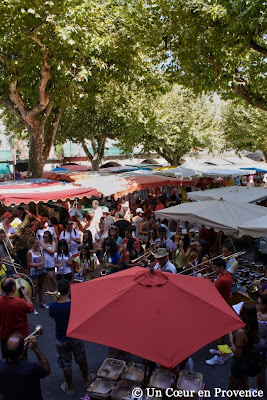 The market square of Sommières in Gard - France