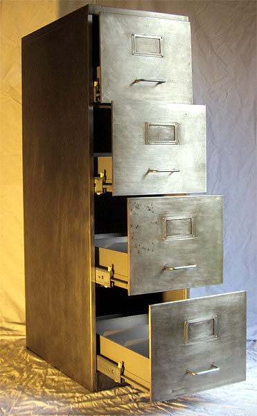 Retro Furniture Vintage Retro 4 Drawer Filing Cabinet Polished Metal