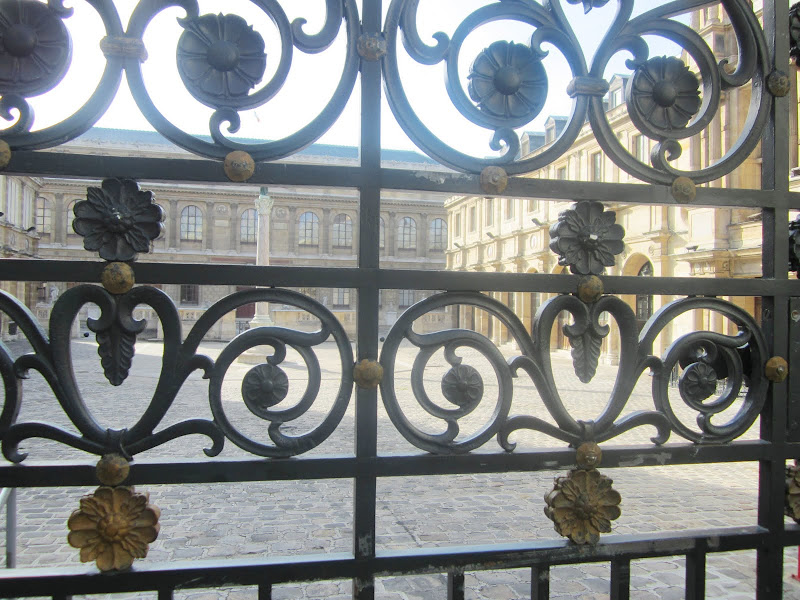 Details on the iron gate at the Palais Etudes courtyard of the Ecole des Beaux Arts in Paris