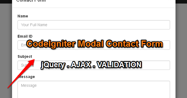 codeigniter codeigniter modal contact form w jquery ajax ajax full form