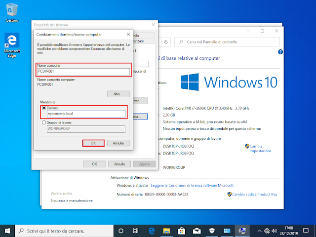 Nome computer e Dominio Nome computer e Dominio