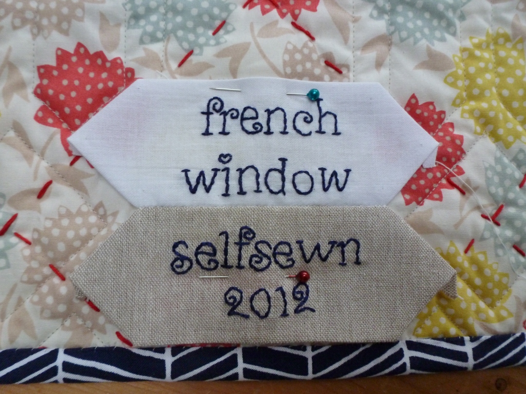 selfsewn hand embroidered quilt label tutorial