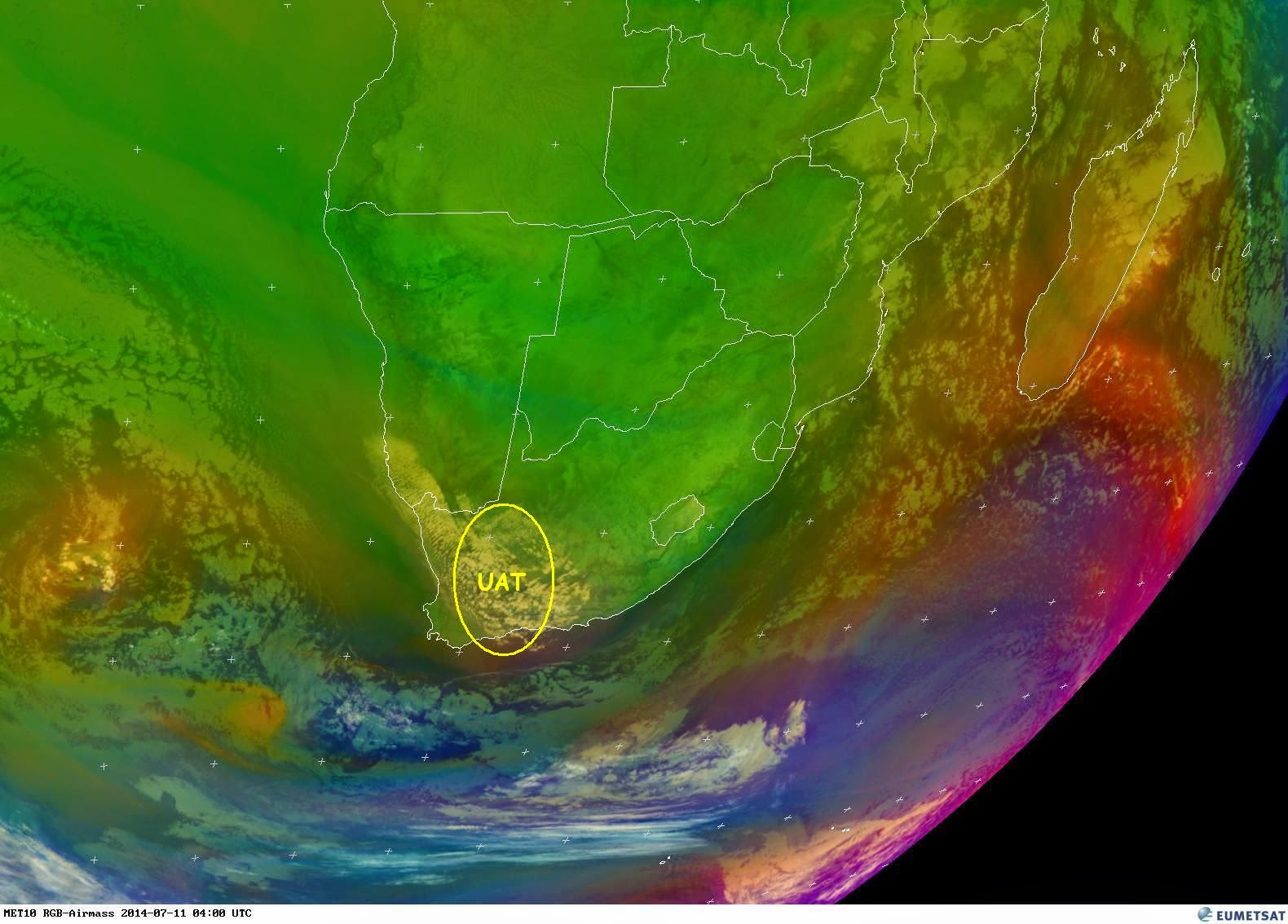 Mossel Bay Weather Observation, South Africa Upper Air Trough over
