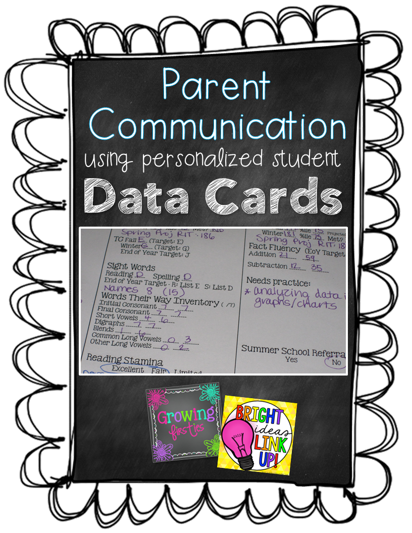 Bright Ideas Parent Communication Using Data Cards Growing Firsties