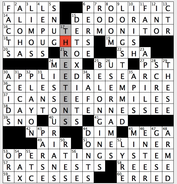 Single minded preoccupation crossword