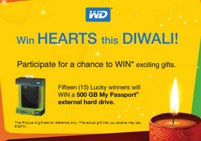 [Expired] Participate In Diwali Contest By Western Digital India : Win 1 Of 15 WD My Passport 500 GB External Hard Drive Worth Rs 6,500 Each !!!