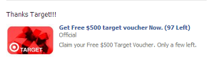 Target Voucher Gift Card Facebook - the facebook tips blog scam alert beware of target voucher giveaways on facebook Target Voucher Gift Card Facebook - the facebook tips blog scam alert beware of target voucher giveaways on facebook