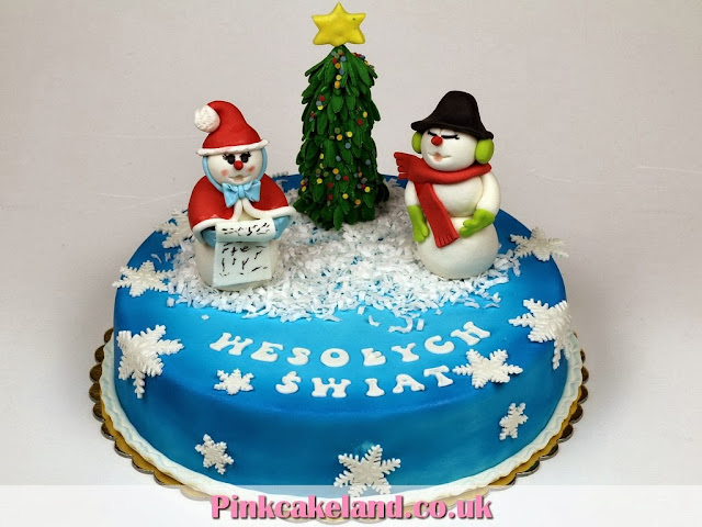 Xmas Cake with Snowman and Santa Claus - Cakes Surrey