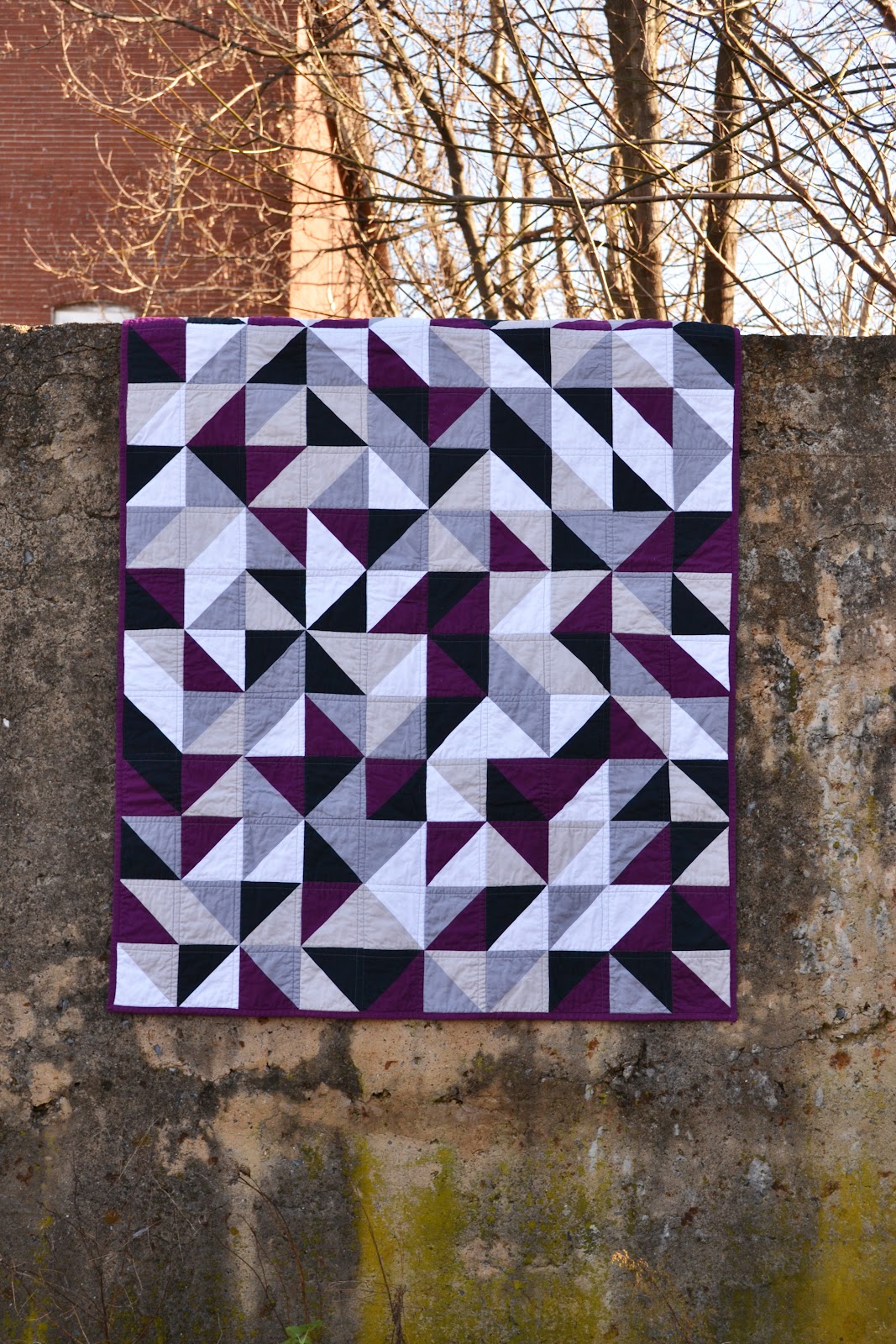 Purple Panda Quilts Blogger's Quilt Festival Purple and Gray Quilt