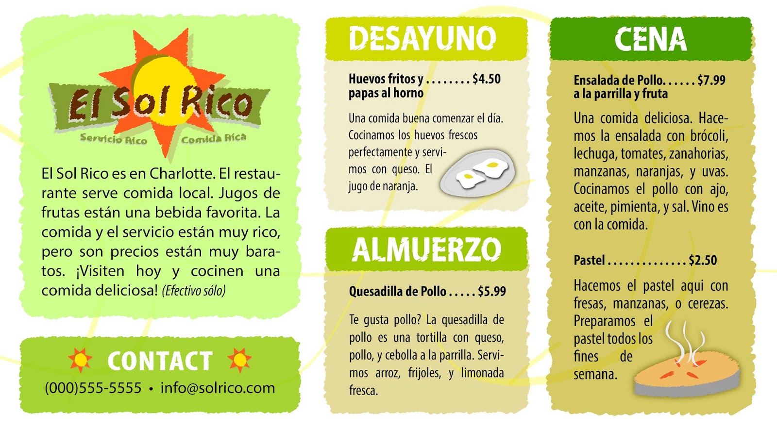 restaurant menus in spanish language images frompo spanish restaurant menu project
