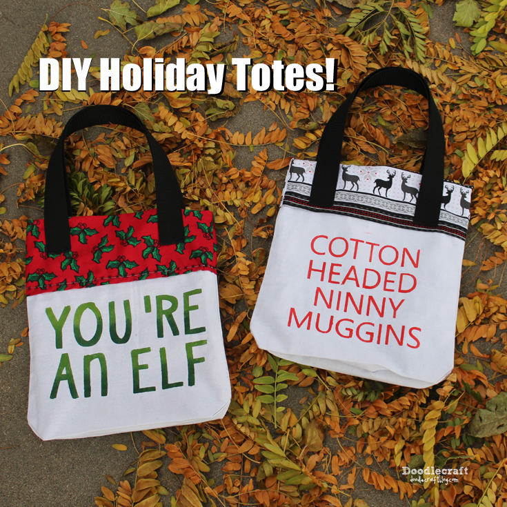 Doodlecraft Funny ElfInspired Painted Holiday Totes!