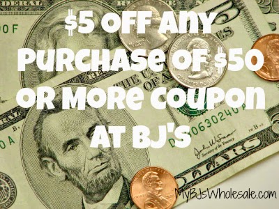 RARE $5 Off Any Purchase of $50 or More BJs Coupon