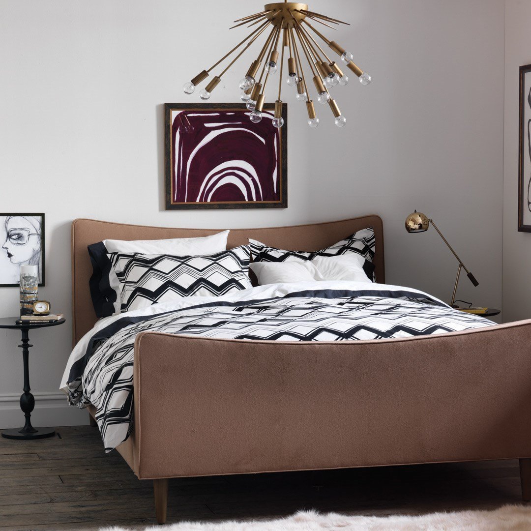 Modern Black and White Geometric Themed Bedding and Curtains