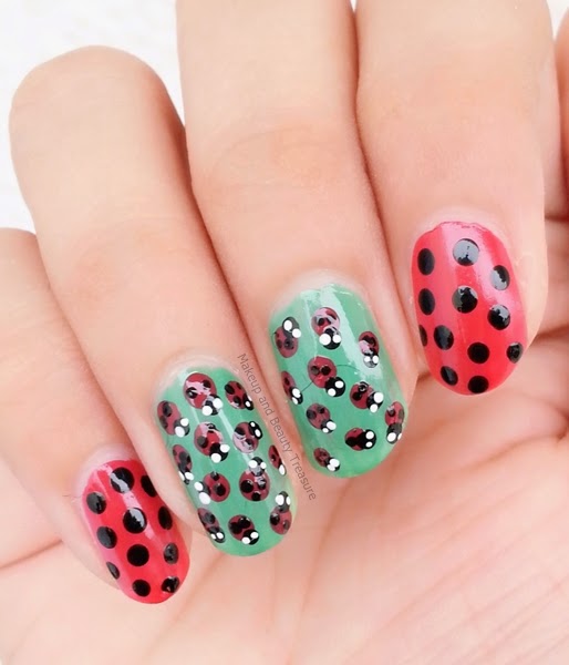best makeup beauty mommy blog of india: Ladybug Nail Art Tutorial with Step  by Step Pictures