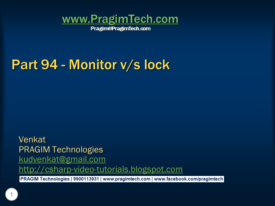 Sql server, and c video tutorial Part 94 Difference between Monitor and lock in C