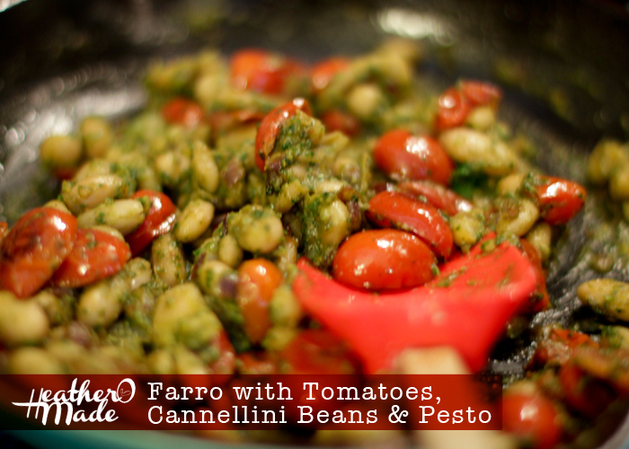 Heather O Made Farro with Tomatoes, Cannellini Beans & Pesto