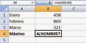 Error #¿NOMBRE? en Excel debido a una función Error #¿NOMBRE? en Excel debido a una función