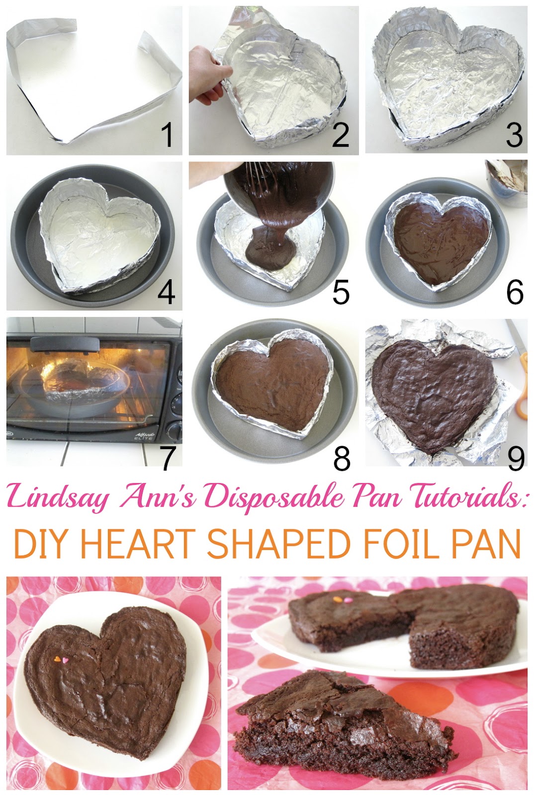 Fudgy HeartShaped Brownie {with a DIY disposable heartshaped foil pan