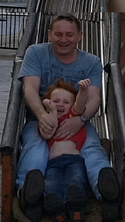 Mat & Ieuan on the helterskelter, Cardiff Bay