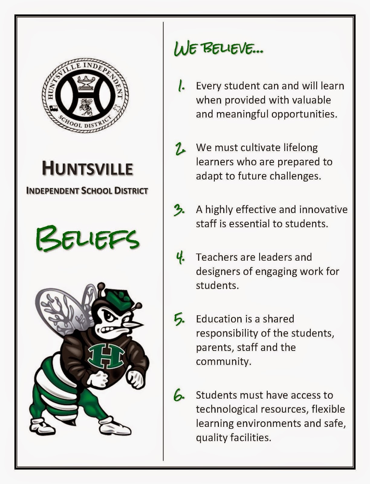 The H Factor What do you Believe? This is what we at Huntsville