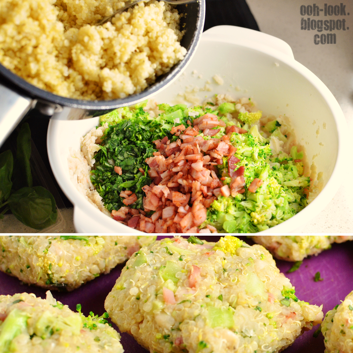 Ooh, Look... Bacon broccoli beans and quinoa (fritters)