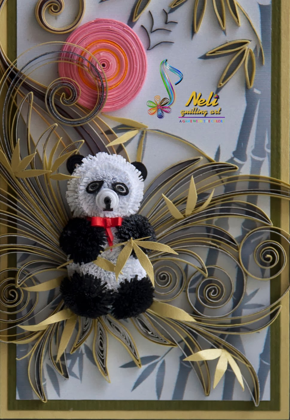 Neli Quilling Art Quilling card and teddy bear