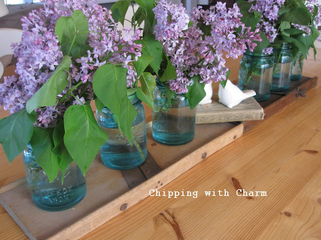 Chipping with Charm:  Spring Lilac Centerpiece...http://chippingwithcharm.blogspot.com/