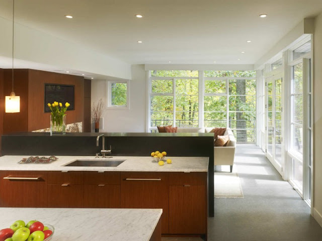 Dark Brown Cabinets Made from Wooden Material which Has Silver Stainless Handle