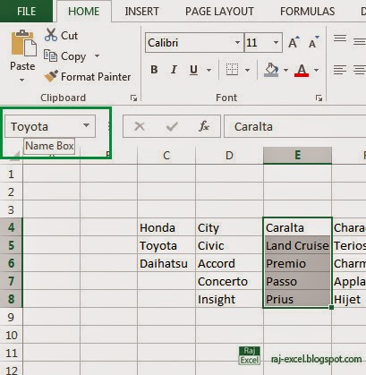 Raj Excel: Create a Dynamic drop down box in Excel 2013