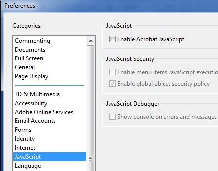 قم بحماية حاسوبك من الإختراق عن طريقمن فتح ملفات الـ PDF Enable+Acrobat+Javascript