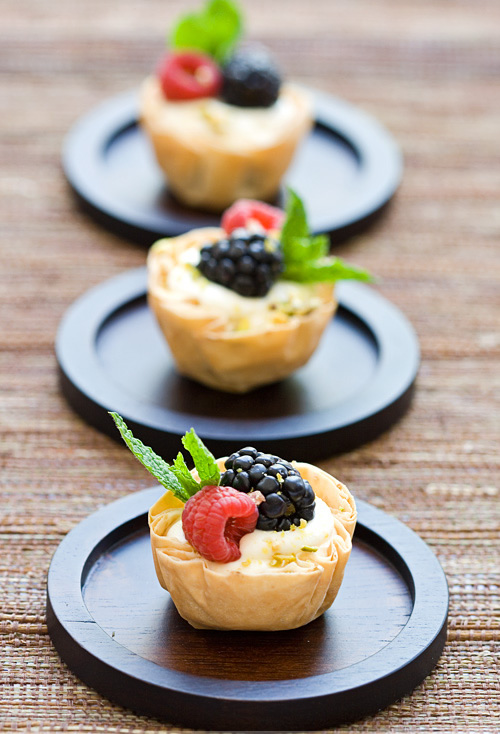 Fresh Berry and Cream Cheese Mousse Phyllo Tartlets