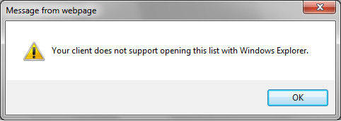 Your client does not support opening this list with Windows Explorer Your client does not support opening this list with Windows Explorer