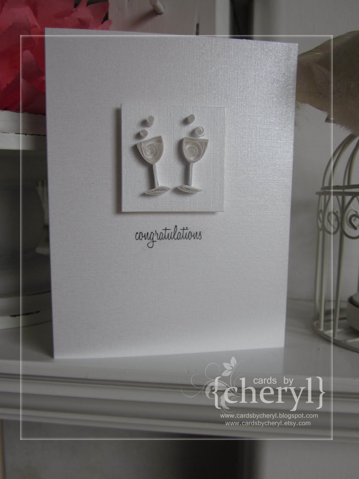  quilled wine (or champagne) glasses