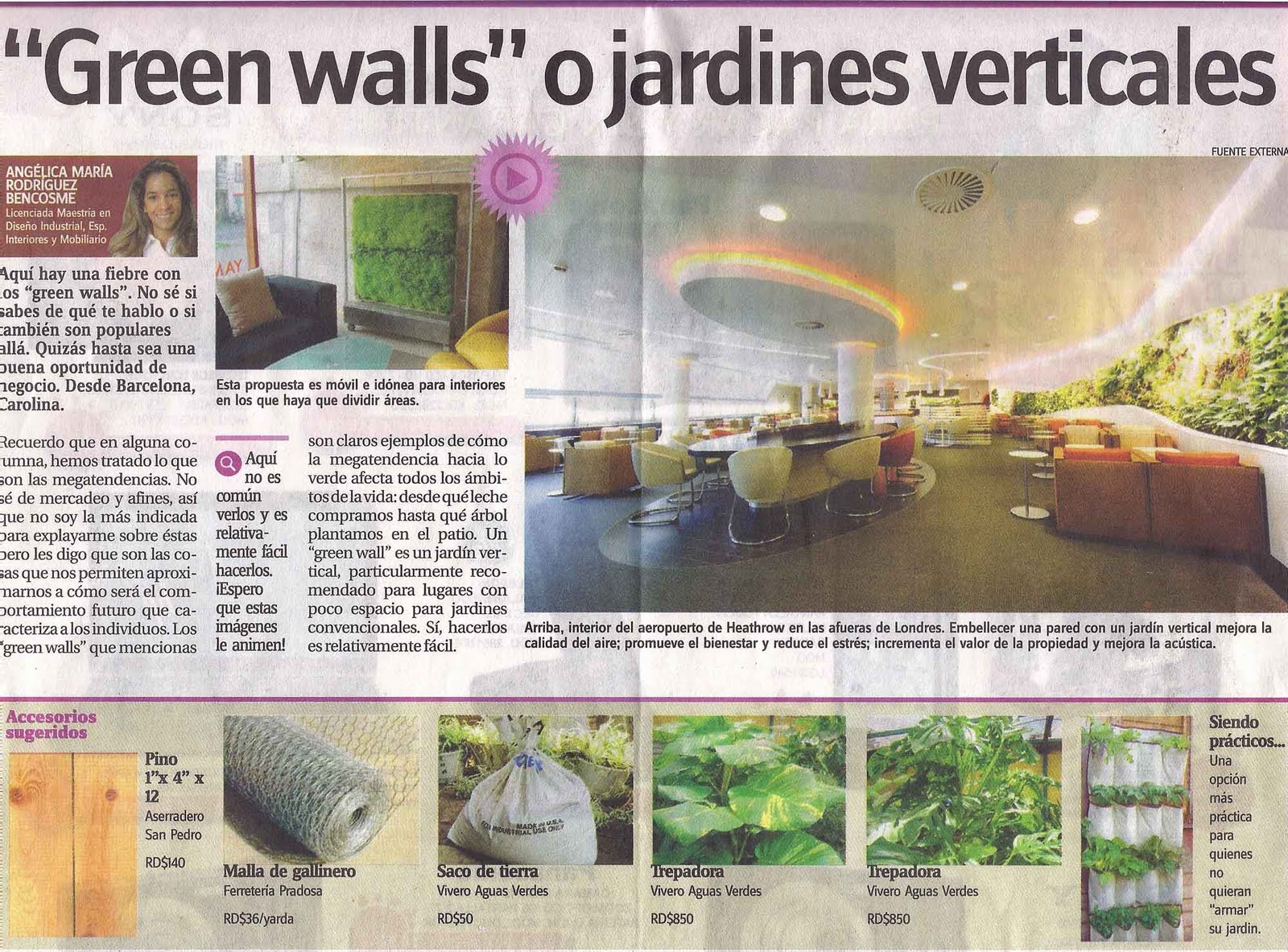 "Green walls" o jardines verticales | Pregúntale a la Interiorista