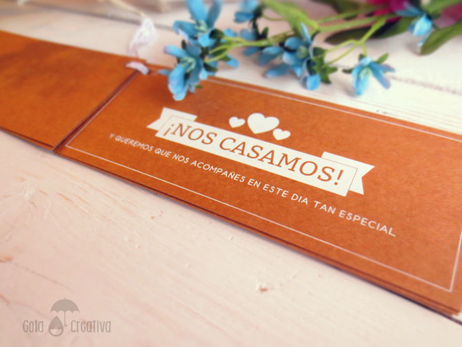 invitación boda kraft y blanco gota creativa tarjetones boda kraft y blanco