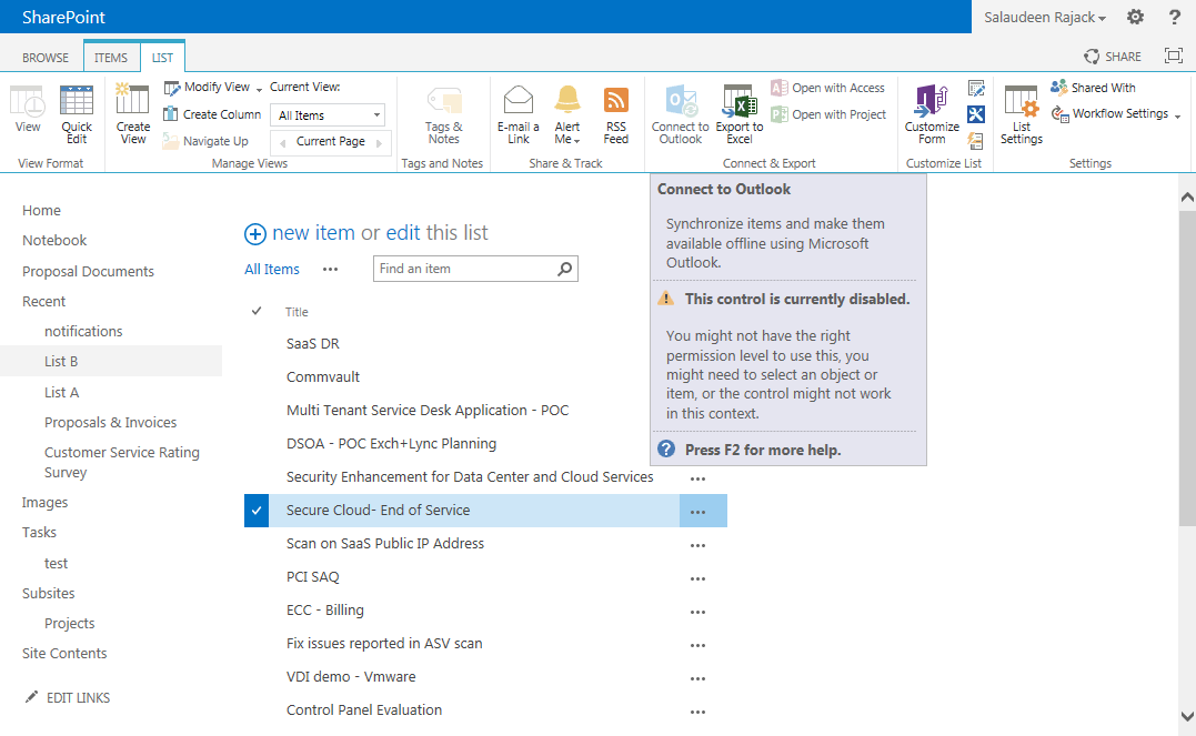 Connect To Outlook Disabled Sharepoint Online Connect To Outlook Disabled Sharepoint Online