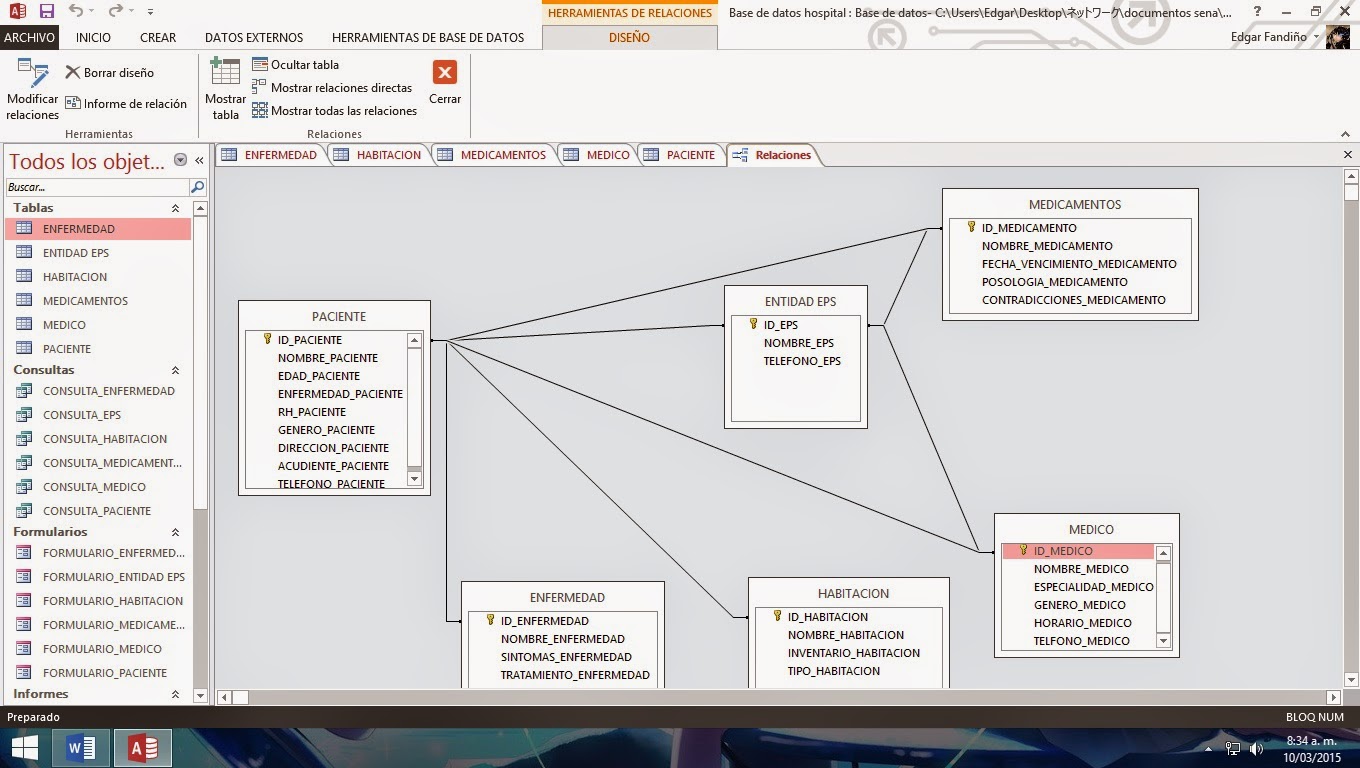 Base de Datos de Hospital En Access