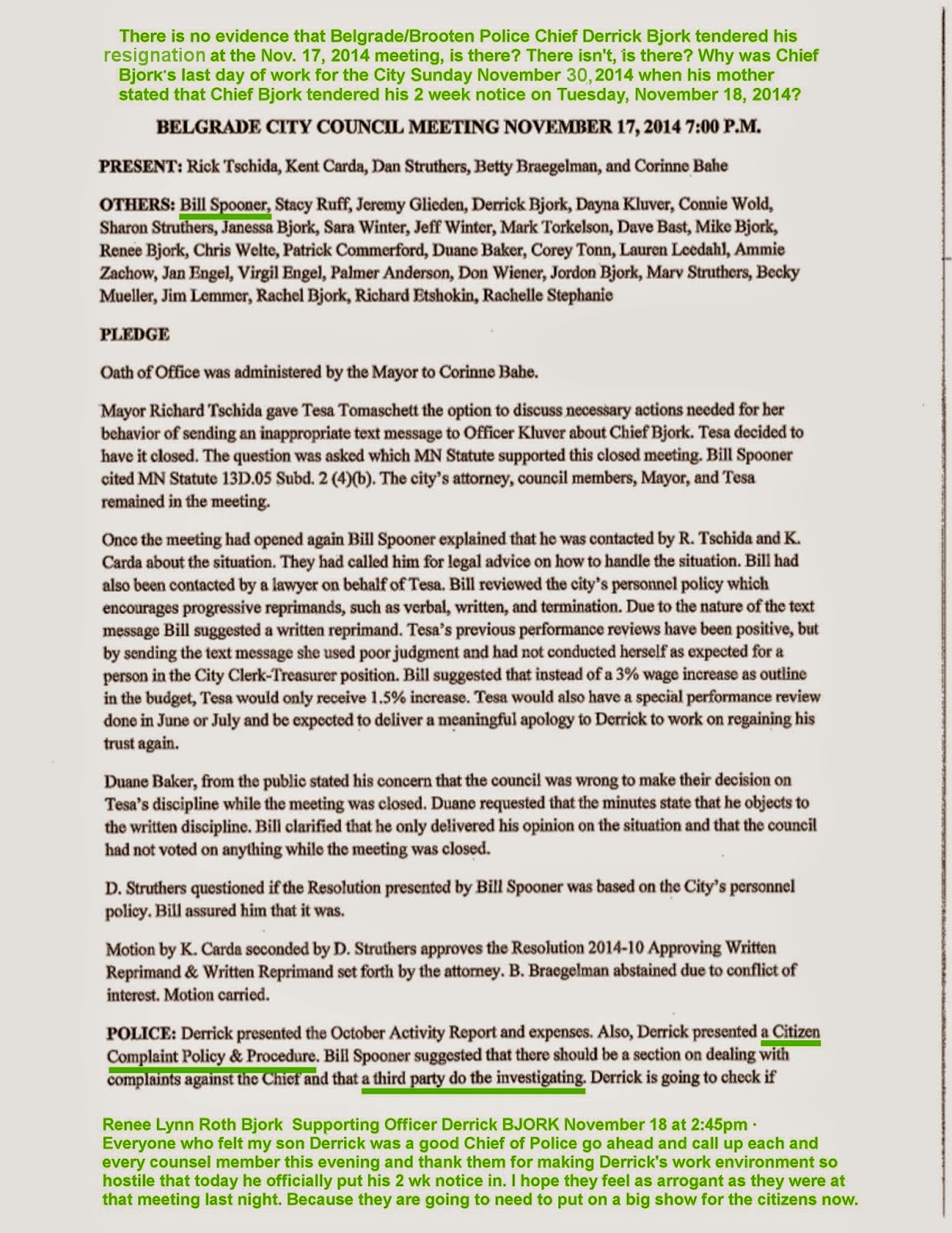 Lion News Belgrade/Brooten Police Chief Derrick Bjork Caught In Yet