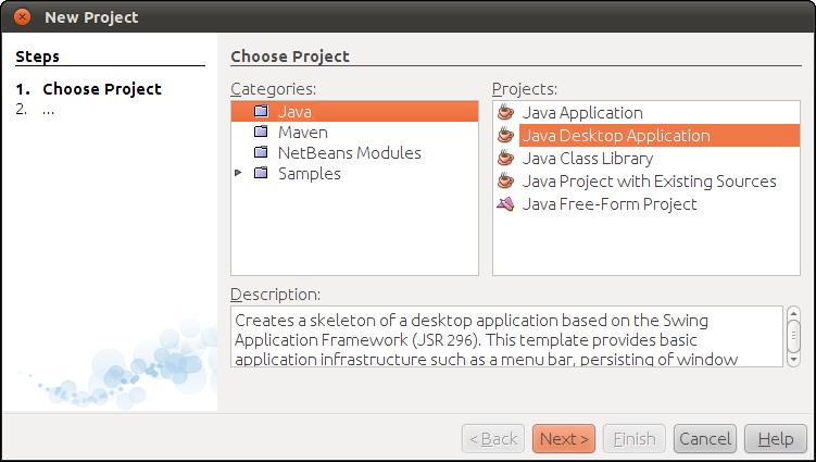 Why can t I find Java desktop application in Netbeans - Stack Overflow
