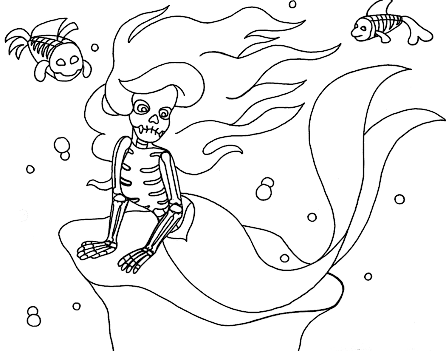 Yucca Flats, N.M.: Wenchkin's Coloring Pages - My little Skeletal mermaid and friends