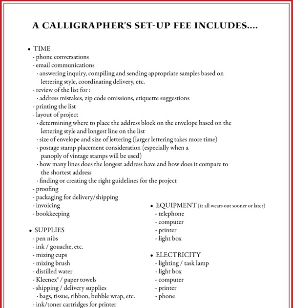 The Decorated Letter SetUp Fees for Calligraphy