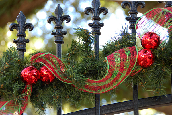 ideal for outdoor decorating because they are both water resistant and shatterproof we used tinsel ball ties to decorate an iron entry gate for a festive - Christmas Gate Decoration Ideas ideal for outdoor decorating because they are both water resistant and shatterproof we used tinsel ball ties to decorate an iron entry gate for a festive - Christmas Gate Decoration Ideas