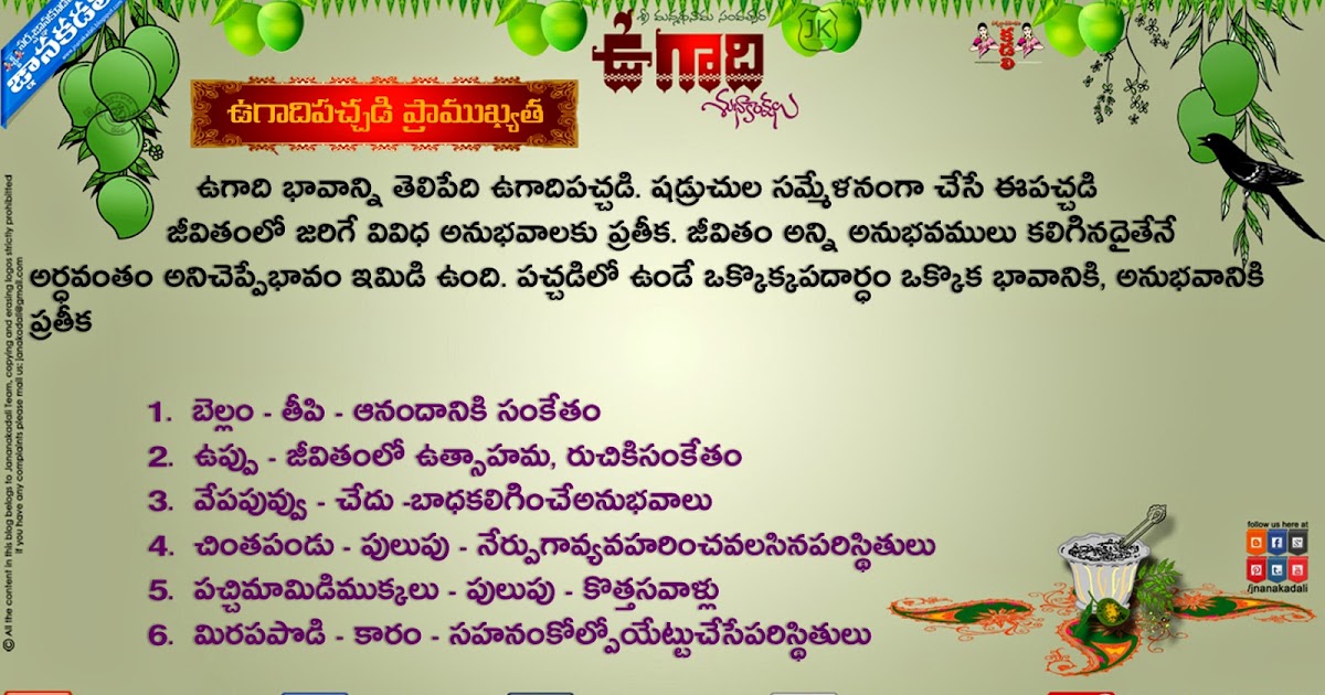 Telugu People's New Year Ugadi Festival Wishes and Quotations | JNANA
