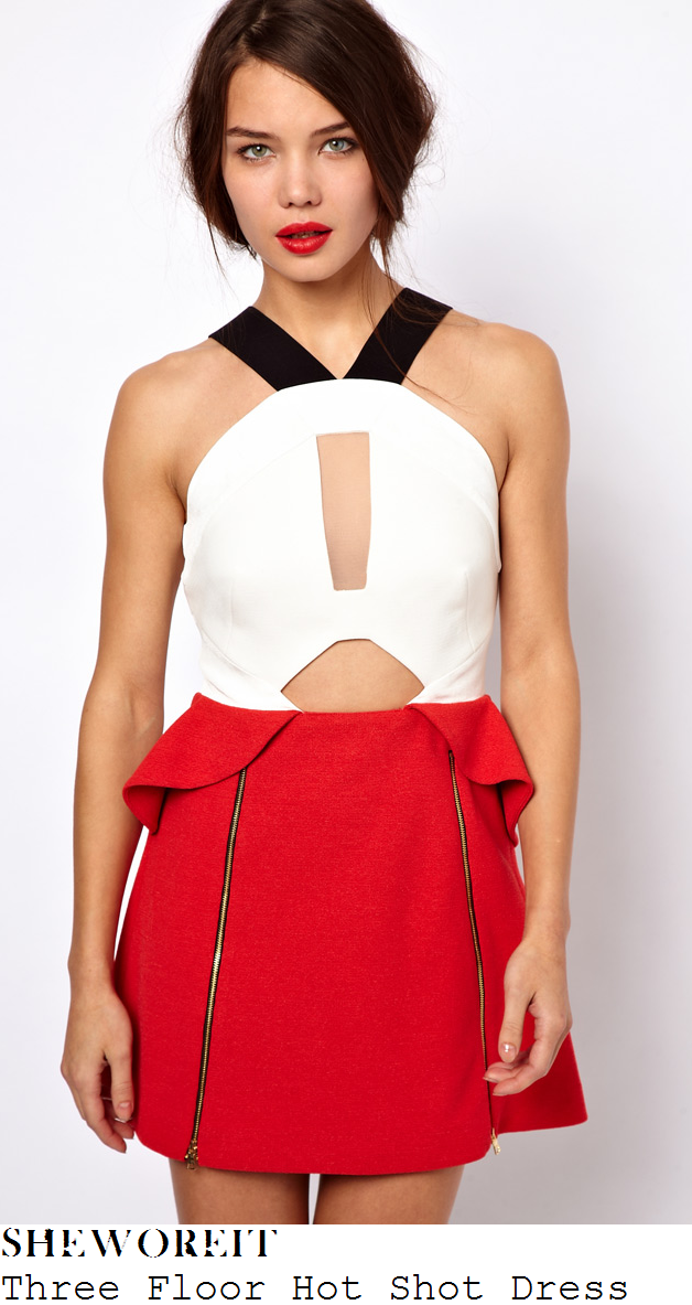 nicole-scherzinger-x-factor-bootcamp-white-red-zip-detail-mini-dress