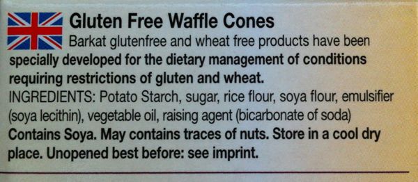 Barkat Ice Cream Cone Ingredients (vegan)