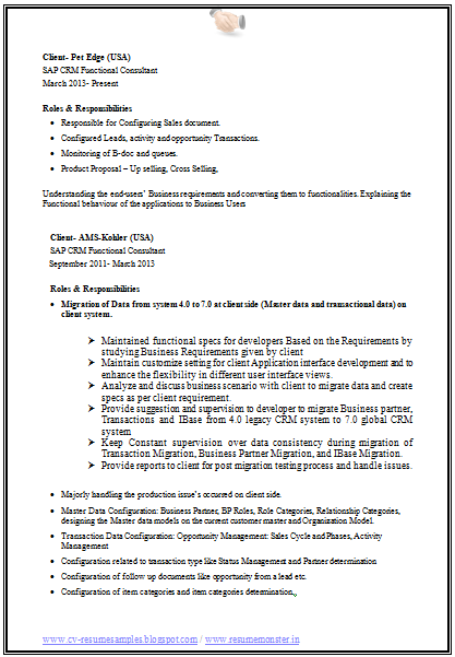sap functional consultant resumes