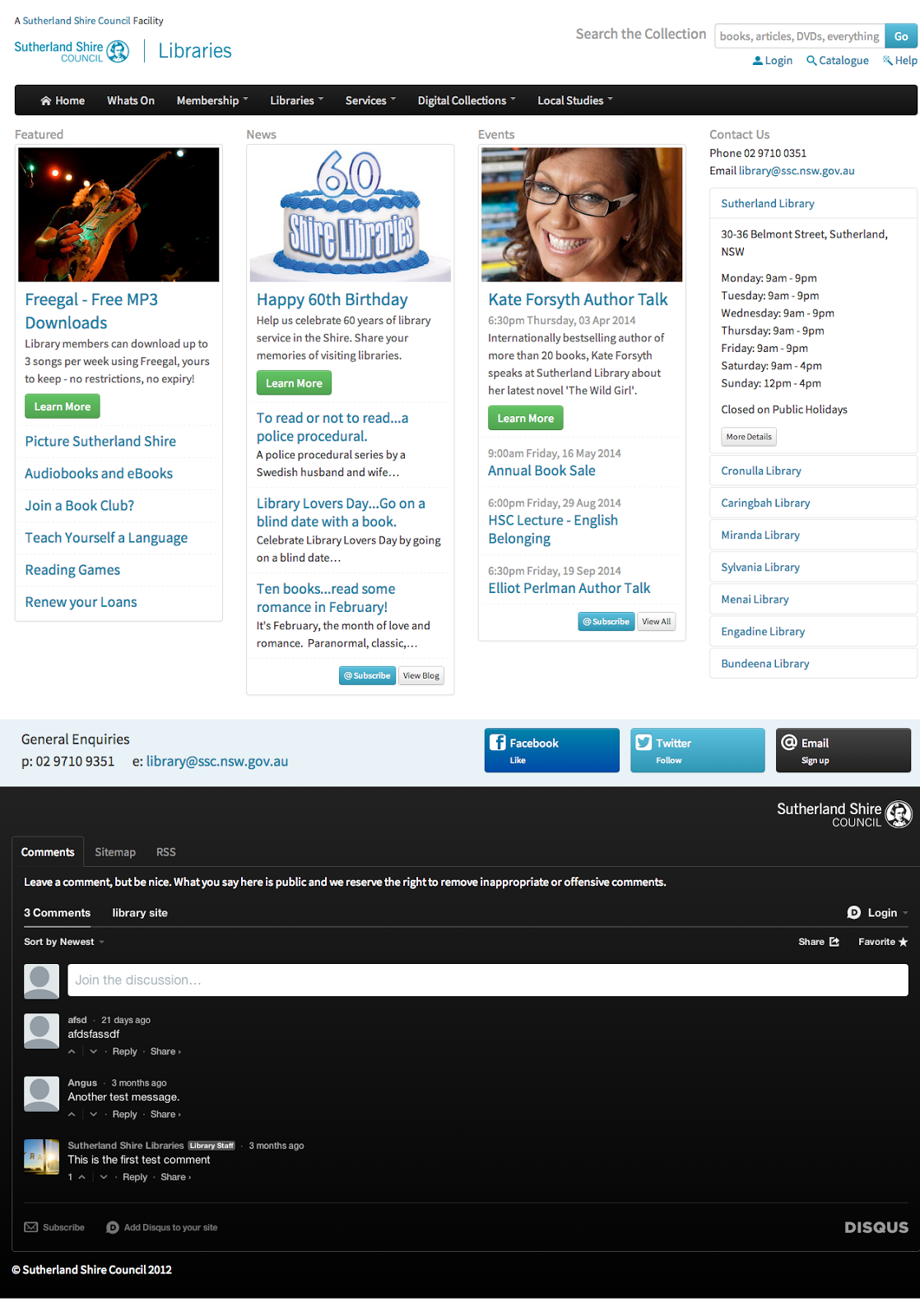 library website redesign screen shot