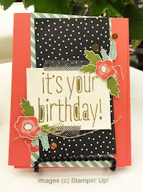 Stampin' Up! Big News + Pretty Petals Designer Paper Birthday Card #stampinup