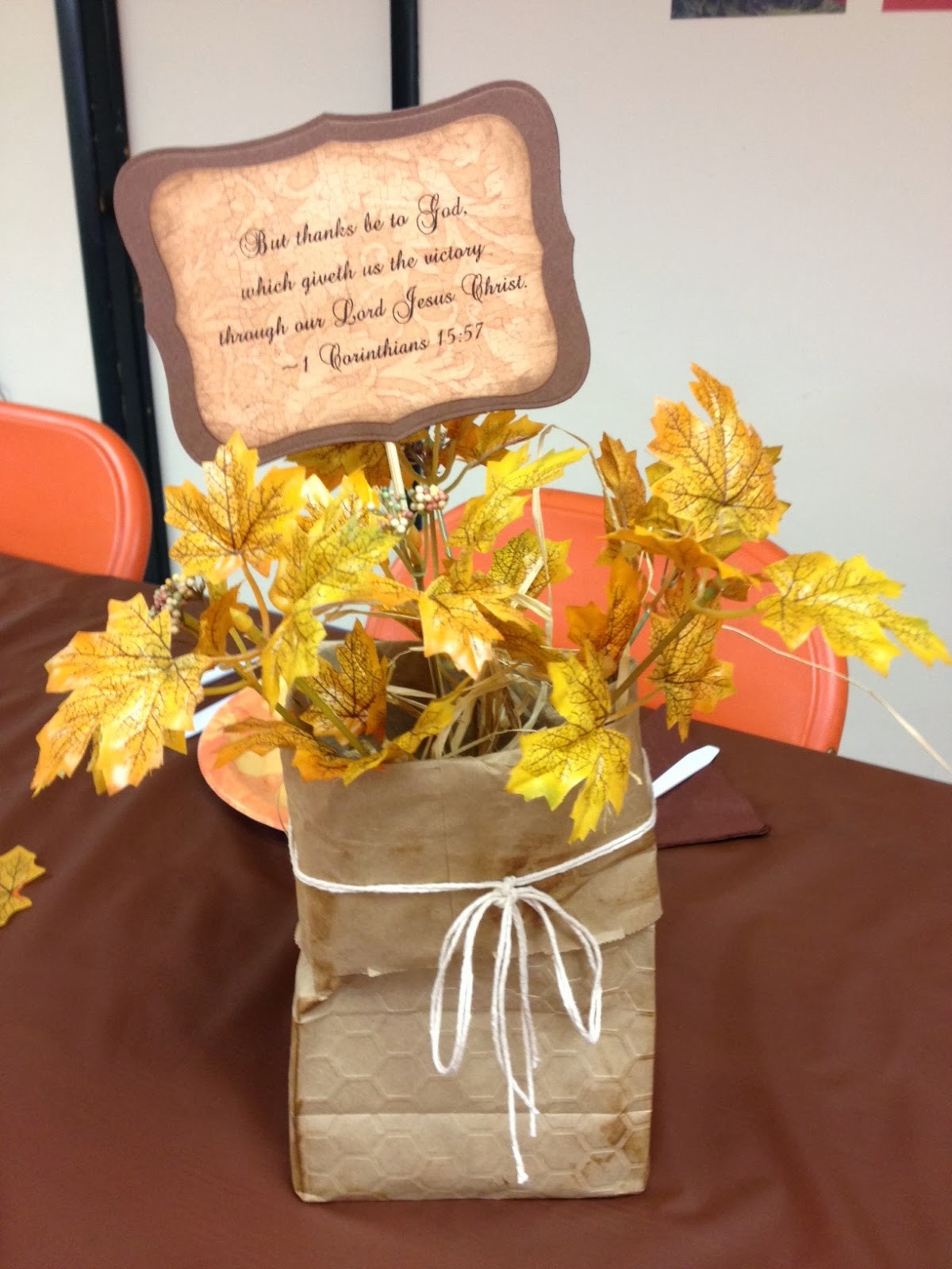 Debbie's Dash of This and That Harvest lunch bag centerpieces