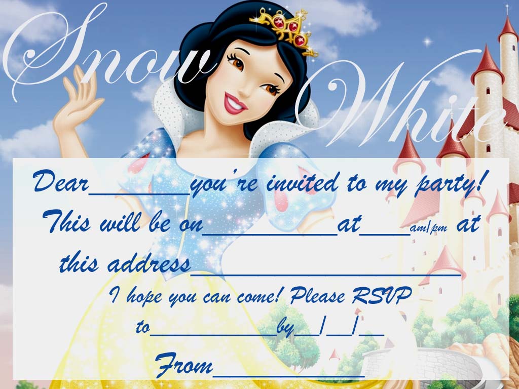 Snowwhite Free Party Invite To Print Coloring Pages For Kids